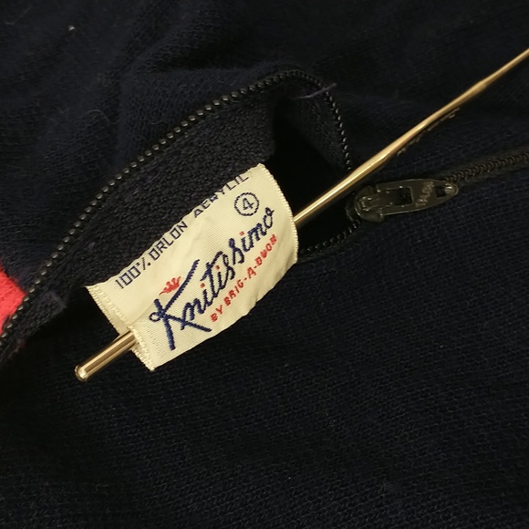 Vintage Red White & Navy Blue Brig A Doon Knit set Childs Soft Sweater Acrylic - Picture 6 of 6